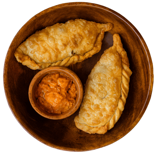Green Chilli Ema Datshi Shapaley - Bhutanese fried pies stuffed with green chilli ema datshi filling Bhutan Kitchen Bangkok Menu item