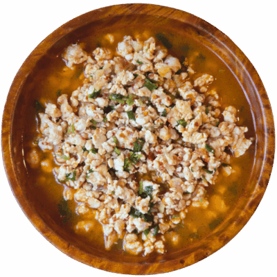 Jasha Jaju Bhutanese Minced chicken soup with chili flakes and spring onion Bhutan Kitchen menu item