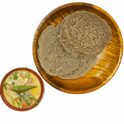 Khulay Bhutanese savory, hot, thick buckwheat pancakes (3 pieces) with Green Chilli Ema Datshi- Bhutan Kitchen Menu item