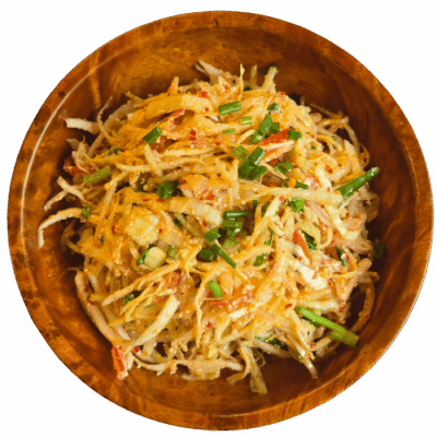 Kopi Hogay - Bhutanese Cabbage salad mixed with chili flakes, coriander, and cheese Bhutan Kitchen Menu item