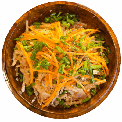 Laphu Hogay Bhutanese Radishturnip salad with cheese, coriander, chili, tomato - Bhutan Kitchen Menu