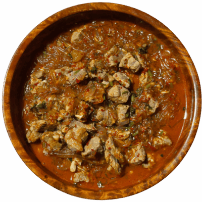 Phaksha Fin - Stir-fried glass noodles (vermicelli) with aromatics and pork stew Bhutan Kitchen Menu