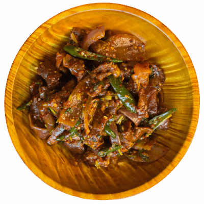 Pork Chilli - bhutanese Stir‑fried pork with fresh chillies and onion - Bhutan Kitchen menu